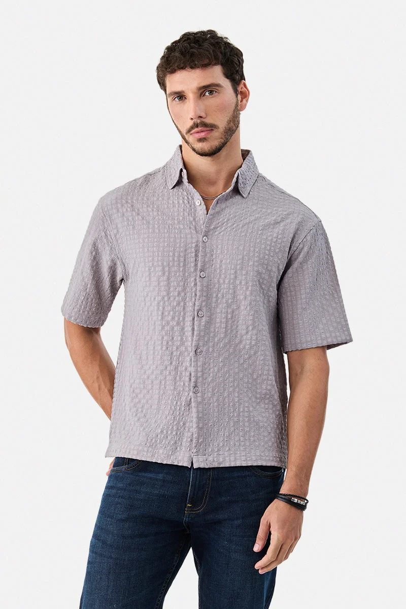 SNITCH Box Fit Textured Stretch Shirt